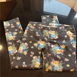 Aeropostale Black Floral Skinny Jeans with Multicolor Blooms